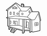 Porch House Coloring Coloringcrew Colorear sketch template
