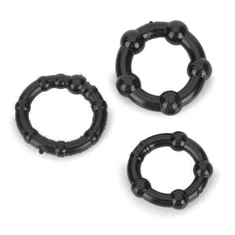 Triple Beaded Cockrings Black Sex Toys Free Shipping