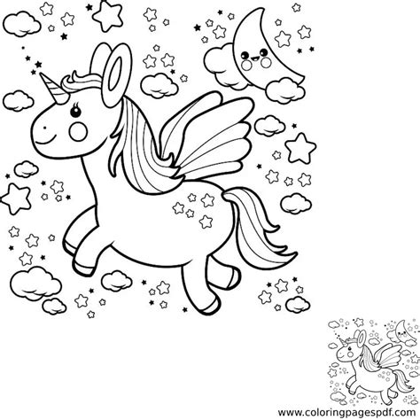 coloring page   chubby unicorn flying
