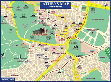 bezienswaardigheden van athene kaart athene griekenland attracties kaart griekenland