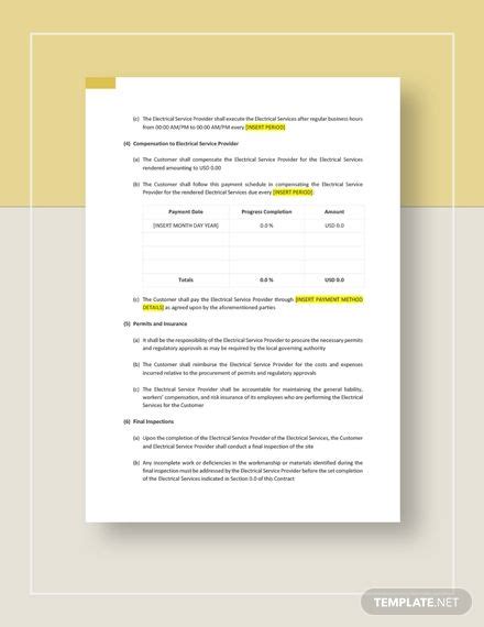 simple business agreement template  yellow accents   top