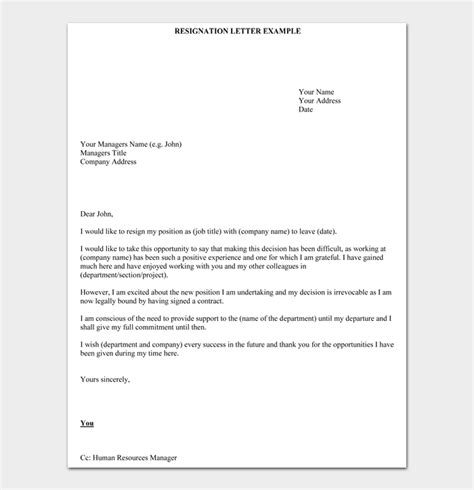 write  resignation letter  examples  formats