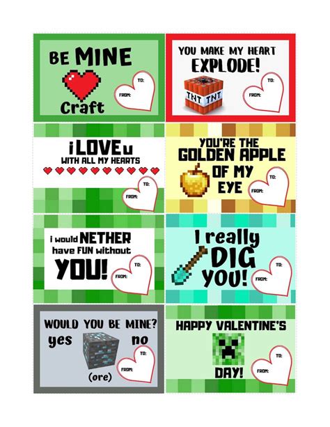 minecraft valentines printables  kids originalmom