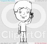 Teenage Phone Talking Cartoon Adolescent Cell Boy Background Outlined Coloring Clipart Vector Illustration Transparent Clip Thoman Cory sketch template