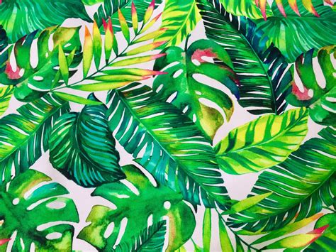 banana tropical leaves palm leaf cotton fabric curtain dress material