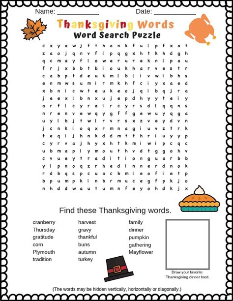 thanksgiving word search puzzle fun  printable