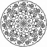 Mandala Mandalas Herbst Automne Herfst Autunno Champignons Kleurplaat Escargots Coloriage Setas Coloriages Caracoles Slakken Pilze Kleurplaten Mandales Tardor sketch template