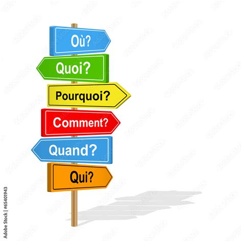 panneaux questions pourquoi comment combien qui quand quoi ou stock vector adobe stock