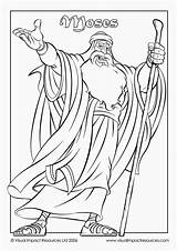 Coloring Pages Moses Bible Sheets Stick Kids Staff His Color Commandments School People Hand Printable Clipart Line Holding Ten Sunday sketch template