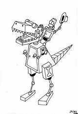 Robot Coloring Pages Dinosaur Robby Less Craft sketch template