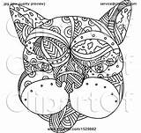 Bulldog Coloring French Illustration Face Adult Style Royalty Patrimonio Clipart Vector sketch template