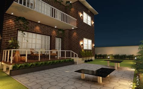 exterior house night view  model cgtrader