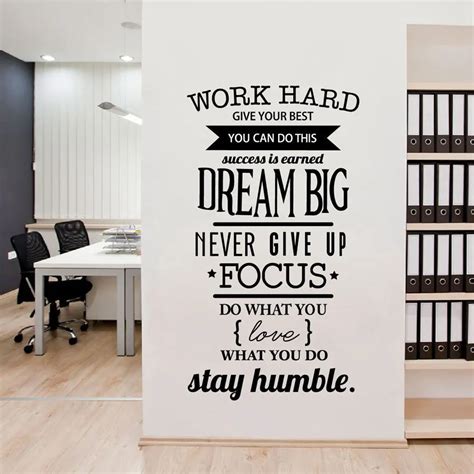office motivational quotes wall sticker work hard vinyl wall decal