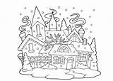 Huizen Kersthuis Bouwen Sneeuw Tijdmetkinderen sketch template