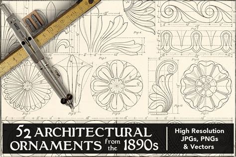 vintage architectural ornaments custom designed illustrations creative market