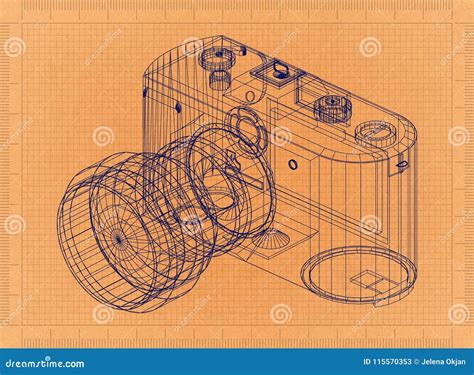 classic camera retro blueprint stock illustration illustration