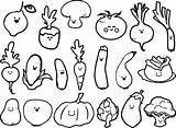 Vegetables Coloring Vegetable Pages Fruit Fruits Kids Cartoon Printable Drawing Food Cute Broccoli Drawings Salad Potato Fun Color Sheet Basket sketch template