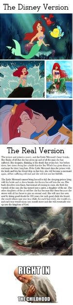 the disney versionthe real versionthe prince and princess marry and the litde mermaid s heart
