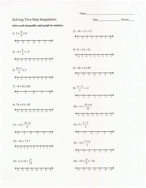 inequalities worksheets grade  algebra edboost