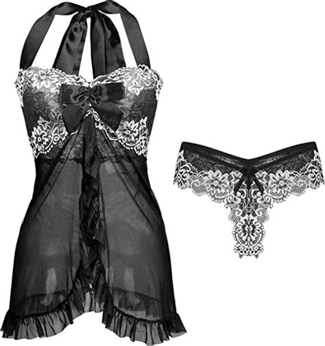 insour lace open front lingerie set sexy mesh nightwear see through
