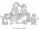 Emperor Penguins Family sketch template