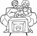Coloring Tv Family Pages Para Colorear Ver Front Printable Con Color Jessie Show Televisión Sofa Familia La Living Room Memes sketch template