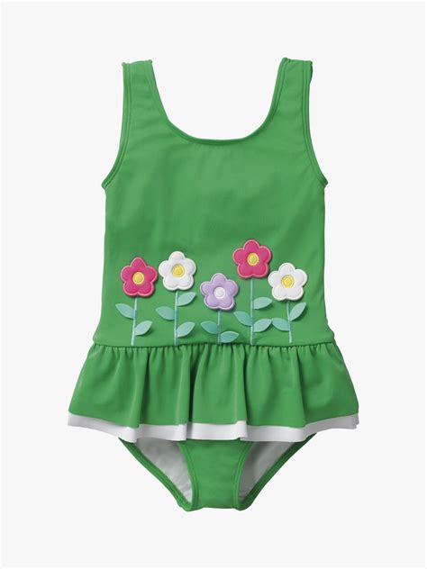mini boden girls applique flower swimsuit green at john lewis and partners
