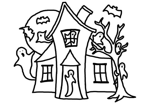 printable haunted house coloring pages  kids