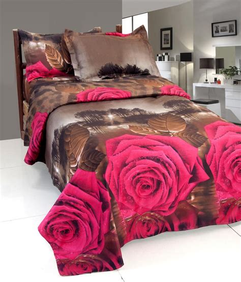 rose petal brown floral polyester bed sheet  pillow cover buy