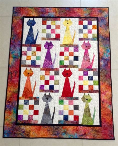pin  theangelwithhorns  colors cat quilt patterns cat quilt