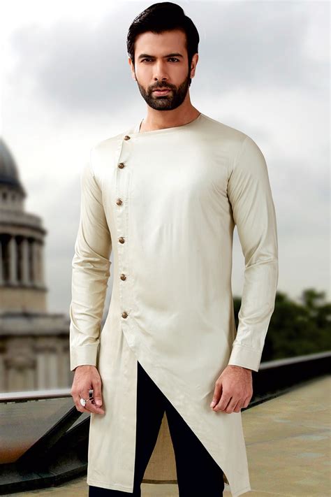 beige cotton silk kurta  churidar kr designer clothes  men