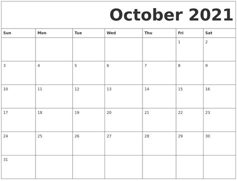 october   printable calendar