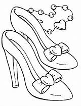 Coloring Shoes Cinderella Pages Shoe High Heel Slipper Drawing Heels Running Party Vans Color Princess Glass Printable Baby Booties Kids sketch template