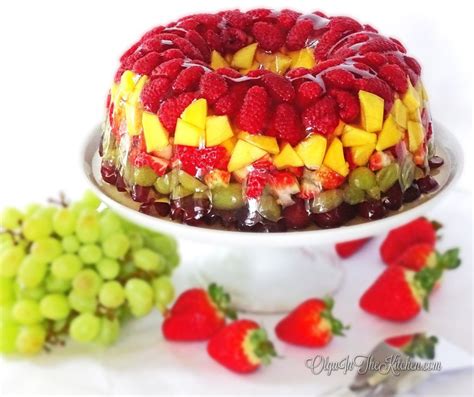 fruity gelatin bundt cake dessert combo of fresh fruits and apple