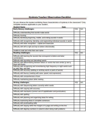 Free 11 Teacher Observation Checklist Templates In Pdf Ms Word