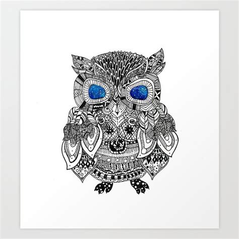 zentangle owl art print  brooke society