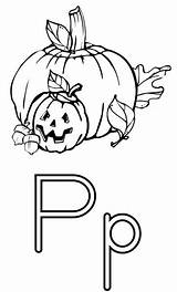 Pumpkin Letter Coloring Worksheets Alphabet Kids Printable Work Letterp sketch template