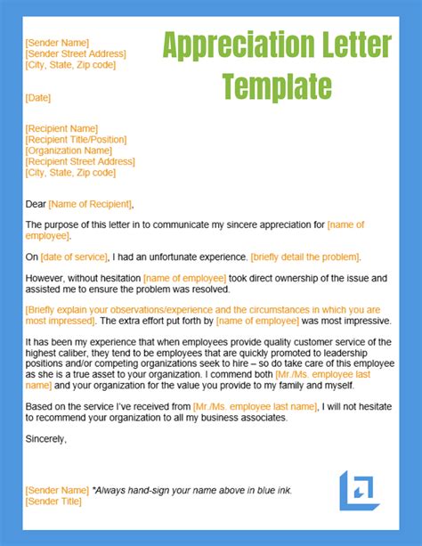 sample appreciation letter  business writing templates