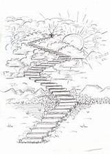 Heaven Stairway Drawing Drawings Paintingvalley sketch template