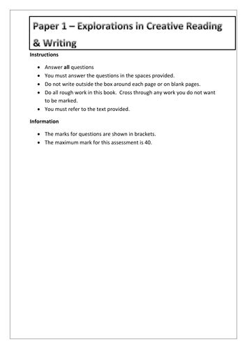 aqa   english language paper  practice paper mark scheme