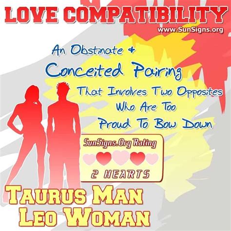 taurus man and leo woman love compatibility sunsigns