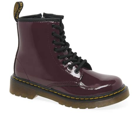 dr martens  girls patent junior zip ankle boots charles clinkard