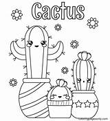 Cactus Kawaii sketch template