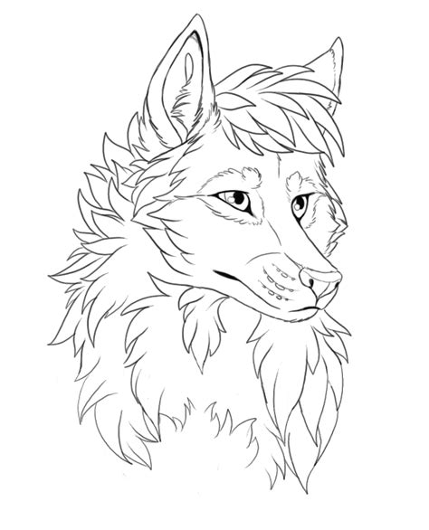 furry wolf head coloring pages
