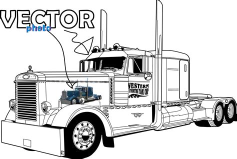 peterbilt  truck clipart clipart kid truck coloring pages