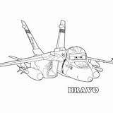 Planes Coloring Disney Bravo Fighter Jet Dusty Surpass Ripslinger Race sketch template