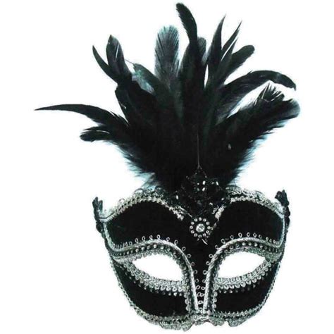 black velvet mask with tall feathers venetian face masks uberkinky