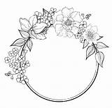 Border Flower Drawing Wreath Coloring Pages Rose Floral Flowers Borders Drawings Draw Color Easy Hand Embroidery Fiori Outline Drawn Colouring sketch template
