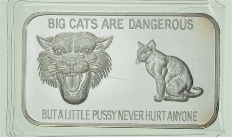 Limited 1 Oz Silver Bar Big Cats Are Dangerous But A Little Pussy