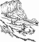 Coloring Mountain Pages Goat Relaxing Two Drawing Hill Climb Down Getdrawings sketch template